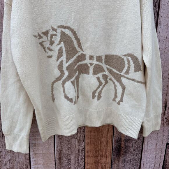 Coach Sweater Turtleneck Horse and Carriage Wool Cashmere Blend Medium Cream - Picture 4 of 10